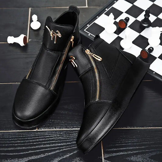 Luxe Zip Leather Sneakers