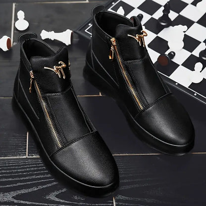 Luxe Zip Leather Sneakers